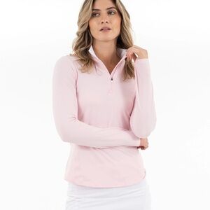 Rhoback Women's Heather Performance Q-Zip Pink Blush NWT Medium